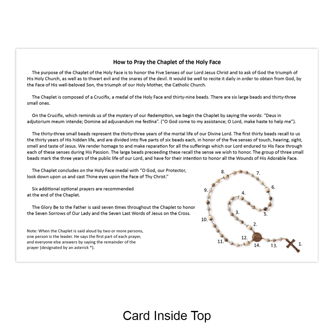 Prayer Card Folded - Chaplet Of The Holy Face - 5